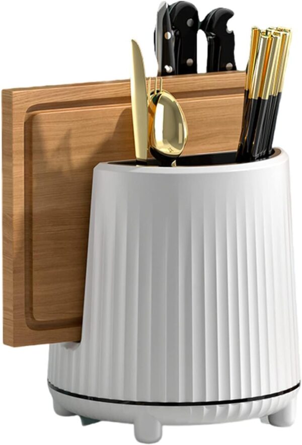 Ritmo Multi-Function Utensil Holder Knife Block Flatware Drainer Storage Box Spoon Fork Rack Bucket Basket Kitchen Storage Box Chopstick Holder. (White)