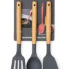 Sakoraware Silicone Spatula Set with Wooden Handle Kitchen Tools Mixing | Serving Cooking Spoon | Turner | Soup Ladle | Non-Stick | BPA Free Kitchen Tools Set of 3 (Black)