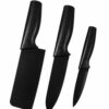 Set of 3 Black Stainless Steel Kitchen Knife Set | High-Carbon Stainless Steel Kitchen Knife | Vegetable Knife | Chef Knife | Sharp Edge Cutting Chef Knifes for Chopping Vegetables