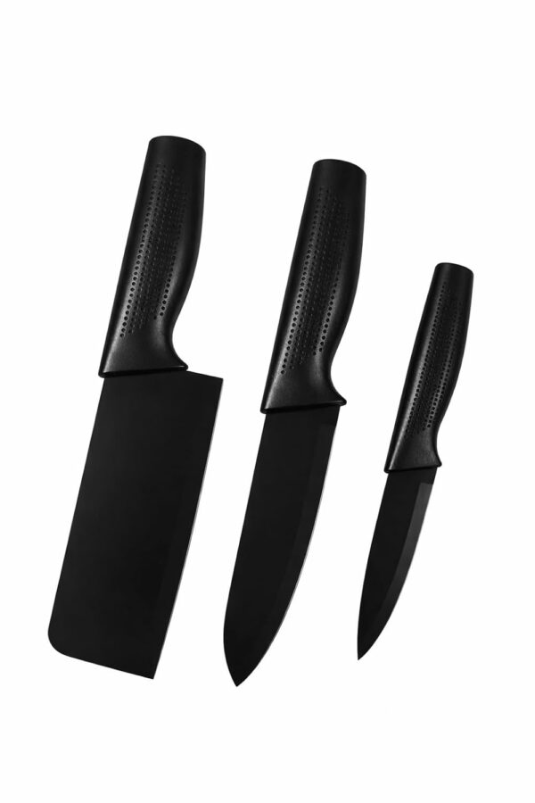 Set of 3 Black Stainless Steel Kitchen Knife Set | High-Carbon Stainless Steel Kitchen Knife | Vegetable Knife | Chef Knife | Sharp Edge Cutting Chef Knifes for Chopping Vegetables
