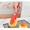 Set of 3 Stainless Steel Food Tongs with Silicone Tips, 3 Types Heavy Duty Non-Stick Clamp Clip for Kitchen BBQ Cooking Grilling Buffet Noodles Salad Steak (RED)