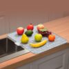 Silicone Dish Drying Mat for Kitchen with Built-in Drain Lip – Compact & Hygienic Kitchen Organizer, Easy to Clean, Spill-Free Air Drying Pad 40 x 31 cm