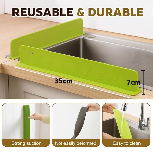 Silicone Sink Splash Guard in Kitchen Sink Water Splash Guard Silicone Sink Splash Guard in Kitchen Sink Water Splash Guard with Strong Suction Cups Waterproof Countertop & Stove Protector Flexible Anti Splash Baffle for Kitchen & Bathroom