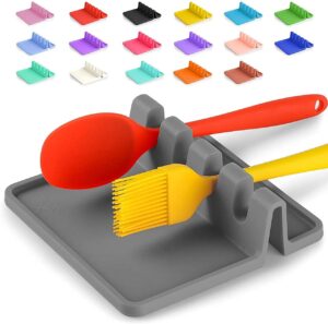 Silicone Utensil Rest with Drip Pad for Multiple Utensils, Heat-Resistant, BPA-Free Spoon Rest & Spoon Holder for Stove Top, Kitchen Utensil Holder for Spoons, Ladles, Tongs & More-Multi