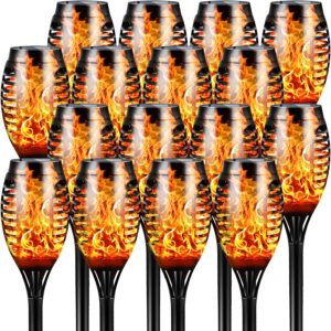 Solar Torch Lights with Flickering Flame, 16 Packs 12LED Tiki Torch Solar Lights Outdoor, IP65 Waterproof Mini Solar Torch Light Auto On/Off for Garden, Patio, Yard, Pathway01
