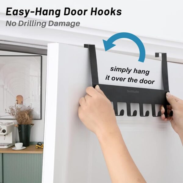 Solitude-Pack-of-2-Heavy-Duty-Metal-Over-Door-Hanger-with-6-Hooks-Drill-Free-Hanging-Rack-Organizer-for-Bathroom-Bedroom-Kitchen-Black.jpg Solitude Pack of 2 Heavy Duty Metal Over Door Hanger with 6 Hooks, Drill-Free Hanging Rack Organizer for Bathroom, Bedroom, Kitchen (Black)