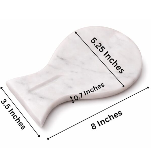 Spoon Rest Handmade Marble Big White Spatula Ladle Fork Utensil Rest - Spoon Rests Keeper Kitchen Organizer - Chef Cooking Helper Tool Countertop Spoon Holder