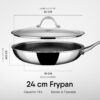 Stahl Artisan Hybrid 2 L, 24 cm Triply Frying Pan with Lid | Induction & Gas Stove Compatible | Honeycomb Non Stick Fry Pan, Metal Spoon Friendly