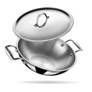 Stahl Artisan Triply 3.3 L, 26 cm Stainless Steel Kadhai with Lid,Kadai for Cooking, Stainless Steel Cookware Triply Kadai, Induction & Gas Stove Compatible