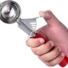 Stainless Steel Cookie Scoop for Baking, Multipurpose Melon Baller, Meatball Stainless Steel Cookie Scoop for Baking, Multipurpose Melon Baller, Meatball Spring Scoops, Perfect Portion Sizes, Easy Food (RED)