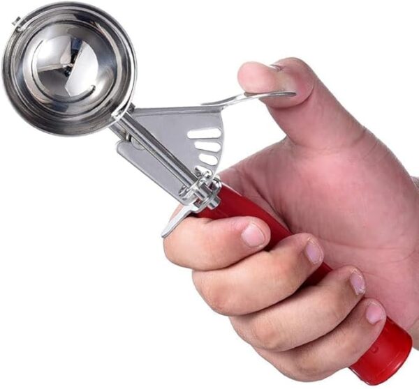 Stainless Steel Cookie Scoop for Baking, Multipurpose Melon Baller, Meatball Stainless Steel Cookie Scoop for Baking, Multipurpose Melon Baller, Meatball Spring Scoops, Perfect Portion Sizes, Easy Food (RED)