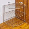 Stainless Steel Corner Rack/Storage Shelf/Dish Rack/Kitchen Storage Rack/Bowl Rack/Shelf for Plates Bowls & Cups/Kitchen Organizer (Size- 29.5X29.5X29.5 cm)