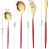 Stainless-Steel-Flatware-Set-Mirror-Polished-Cutlery-for-Dinner-Kitchen-Utensil-Set-with-Fork-Spoon-Knife-Silverware-Tableware-for-Lunch-Box-Set-of-4-Golden-Red.jpg Stainless Steel Flatware Set - Mirror Polished Cutlery for Dinner, Kitchen Utensil Set with Fork, Spoon, Knife - Silverware Tableware for Lunch Box (Set of 4, Golden - Red)