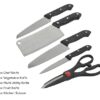 Stainless Steel Kitchen 5-Pcs Knife Set with Wooden Chopping Board & Scissor Vegetable & Meat Cutting (Set of 5 + 1 Wooden Chopping Board)