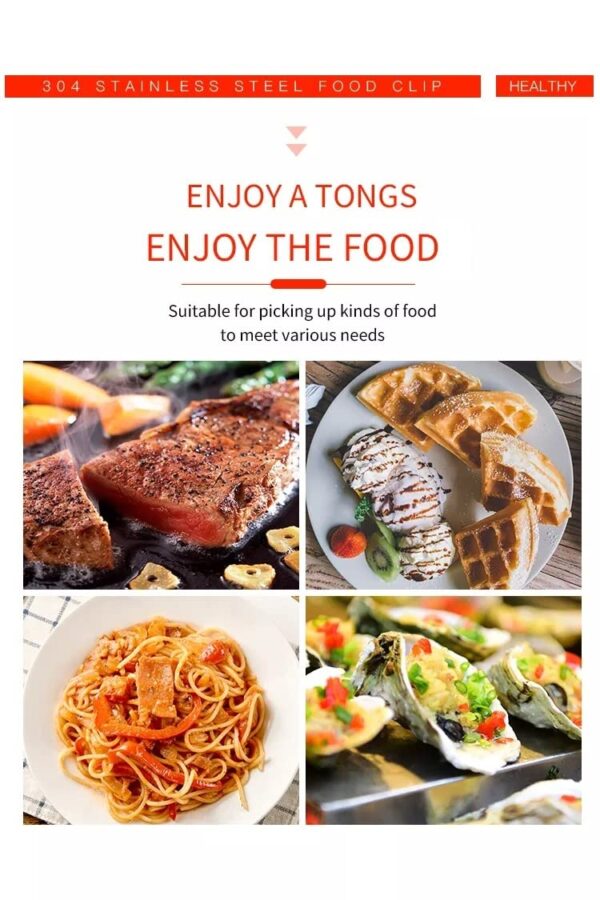 Stainless Steel Kitchen Utility Tong with Vinyal Coated Handle | Frying Tong | Cooking Tong | BBQ Grilling Tong | Serving Tong (9 Inch)