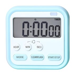 Stopwatch Timer for Study Kitchen Timer Large LCD Screen 24hr Stopwatch Timer for Study Kitchen Timer Large LCD Screen 24hr Digital Display Magnetic Retractable Stand Loud Alarm Stop Watch Countdown Flashing Light Study Timer for Students Cooking (Blue)