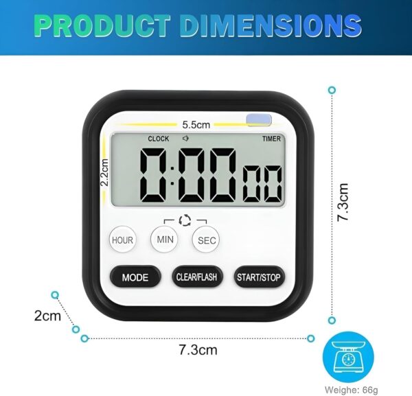 Stopwatch Timer for Study Kitchen Timer Large LCD Screen 24hr Digital Display Magnetic Retractable Stand Loud Alarm Stop Watch Countdown Flashing Light Study Timer for Students Cooking (Blue)