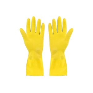 Sulfar Reusable 100% Natural Latex Rubber Dish Washing Gloves, Cleaning Gloves, Pet Grooming, Gardening, Great for Washing Dish, Kitchen, Car and Bathroom (Large, Yellow, 1 Pair)