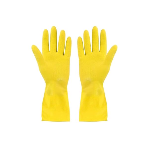 Sulfar Reusable 100% Natural Latex Rubber Dish Washing Gloves, Cleaning Gloves, Pet Grooming, Gardening, Great for Washing Dish, Kitchen, Car and Bathroom (Large, Yellow, 1 Pair)