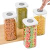 TEX-RO Pop - Up Air Tight Containers For Kitchen Storage Box/BPA Free Storage Containers For Kitchen Set/Kitchen Accessories Items For Home (White, 1500 Ml Set Of 4)