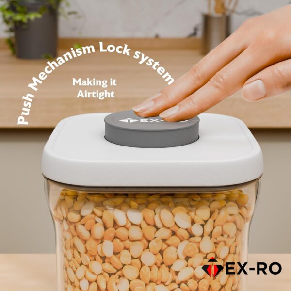 TEX-RO Pop - Up Air Tight Containers For Kitchen Storage Box/BPA Free Storage Containers For Kitchen Set/Kitchen Accessories Items For Home (White, 1500 Ml Set Of 4)