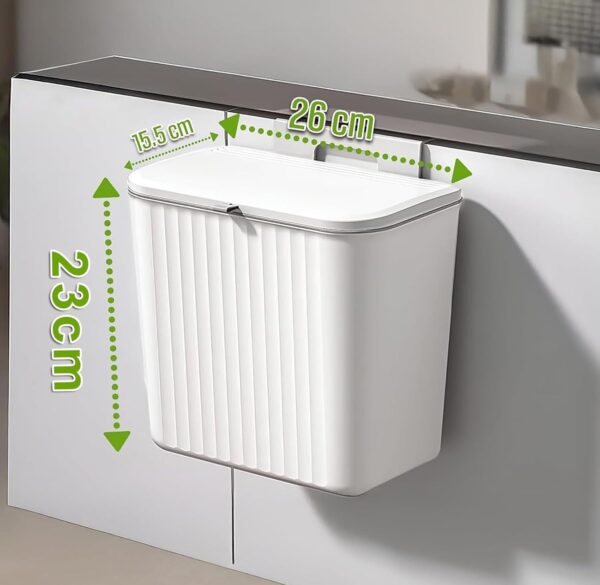 TONY STARK Plastic Hanging Kitchen Trash Can With Lid, Double-Sided Open Lid Design, Kitchen Trash Can, Kitchen Cabinet Door Hanging Wall Storage Bucket (7 Litre, White)