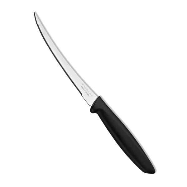 TRAMONTINA Plenus 12cm / 4.7" Tomato Knife | Stainless Steel Blade | Kitchen Knife for Tomatoes/Kiwis | Wavy/Micro-Serrated Edge | Black Polypropylene Handle | Made in Brazil | 5 Year Warranty