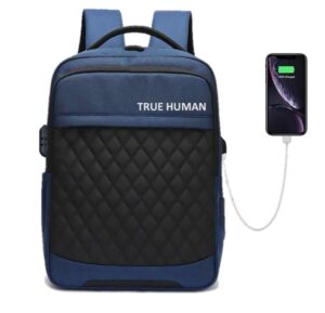 TRUE HUMAN backpack With USB charging Port and anti -theft TRUE HUMAN backpack With USB charging Port and anti -theft Lock,Laptop bag,office bag for Men and Women | College Bags for Girls & Boys