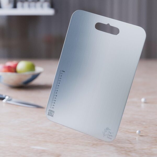 The Earth Store Stainless Steel 35 X 25 CM Chopping Board | Multipurpose Cutting Board for Kitchen | Heavy Duty Vegetable Chopper Board | Fruits, Meat, Cheese | Set of 1