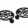 VIMAL Cast Aluminium Plant Stand - Heavy Duty Metal Plant Stand - Outdoor Indoor Plant Caddy with Wheels - Round Flower Pot Trolley | Rolling Tray Coaster | Flower Pot Rack with Wheel - Black - (2PC)