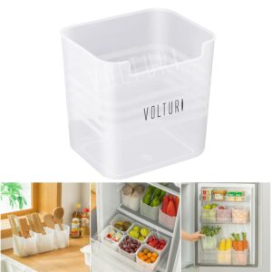 VOLTURI Fridge Organiser Storage Boxes (Pack of 6), Fridge Organizer, Fridge Storage Containers, Kitchen Storage Box, Containers for Kitchen Storage, Fruits, Vegetables, Pulses, Cereals, Grains 950 ML