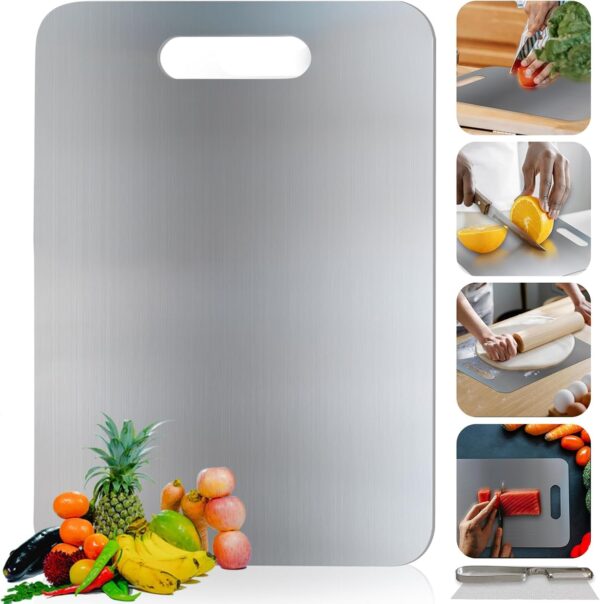 Vasukie 304 Stainless Steel Chopping Board for Kitchen | Non Vasukie 304 Stainless Steel Chopping Board for Kitchen | Non Slip| Rust Proof | Easy to use| Round Edge| Heavy Duty Chopping Board Vegetable, Meats Vegetable Chopper Board Safe Durable (32CM*21CM)