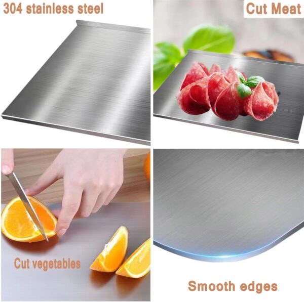 Vasukie 304 Stainless Steel Chopping Board for Kitchen | Non Slip| Rust Proof | Easy to use| Round Edge| Heavy Duty Chopping Board Vegetable, Meats Vegetable Chopper Board Safe Durable (Table TOP)