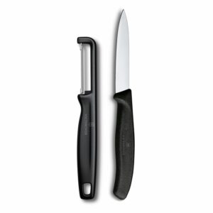 Victorinox Swiss Made Stainless Steel Swiss Classic Paring Knife Kitchen Knife 8 cm Straight Edge with I-Peeler Set (2 Pcs) Black | 6.7113.21