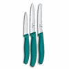 Victorinox Swiss Made Swiss Classic Paring Stainless Steel Kitchen Knife Set (3 Pcs) Straight Edge 10 cm and Wavy Edge 10,11 cm Knives Green | 6.7114.34C1