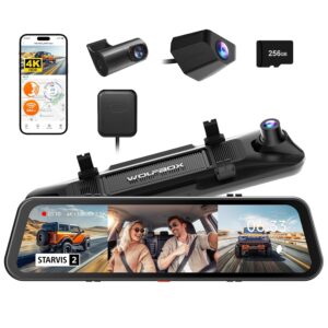 WOLFBOX G900 Tripro Cabin Version Dash Cam for Car, 3 WOLFBOX G900 Tripro Cabin Version Dash Cam for Car, 3 Channel 4K Mirror Dashcam, 8MP STARVIS 2 IMX678, 4K Front+1080P Inside+2.5K Rear Car Dash Camera, 5.8GHz WiFi, Voice Control, 256GB Card Included