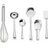 faas 6 Pcs Stainless Steel Cooking Utensils Set Kitchen Gadgets faas 6 Pcs Stainless Steel Cooking Utensils Set Kitchen Gadgets Utensil Set Includes Spatula, Ladle, Skimmer, Slotted Turner, Flex Turner & Steel Whisker