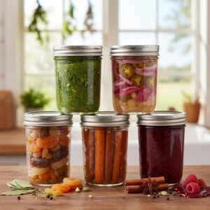 ginoya brothers 500 ML Glass Regular Mouth Mason Jars with ginoya brothers 500 ML Glass Regular Mouth Mason Jars with Silver Metal Airtight Lids for Meal Prep, Food Storage, Canning, Drinking, Jelly, Dry Food, Spices - SET OF (5)