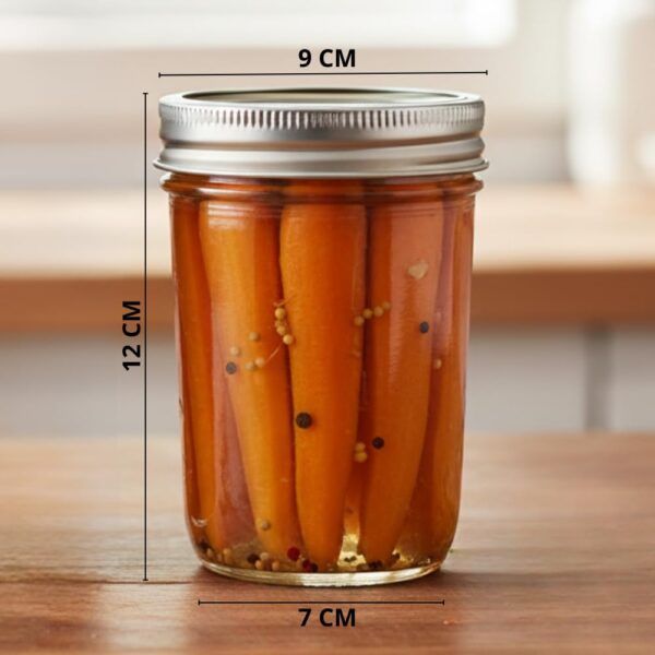 ginoya brothers 500 ML Glass Regular Mouth Mason Jars with Silver Metal Airtight Lids for Meal Prep, Food Storage, Canning, Drinking, Jelly, Dry Food, Spices - SET OF (5)